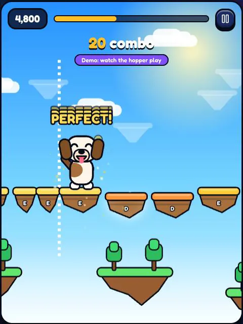 The puppy hopping to Jingle Bells with a 20 combo