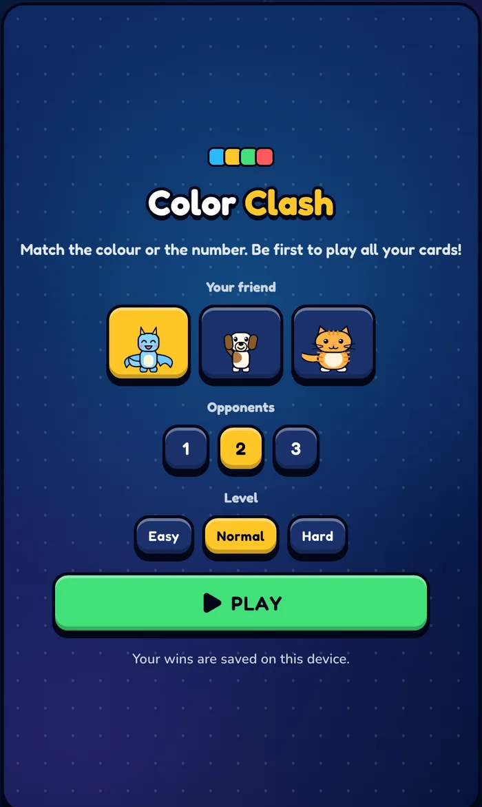 Choose your friend, how many opponents and the level